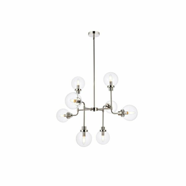 Cling Hanson 8 Lights Pendant In Polish Nickel with Clear Shade CL3477863